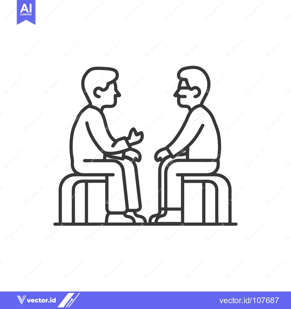 Premium Vector dari Two Men Sitting Facing Each Other, Engaged in Conversation