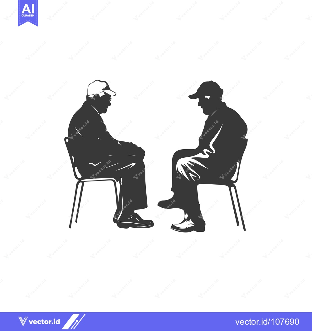 Premium Vector dari Two Men Sitting in Chairs Facing Each Other in Silhouette