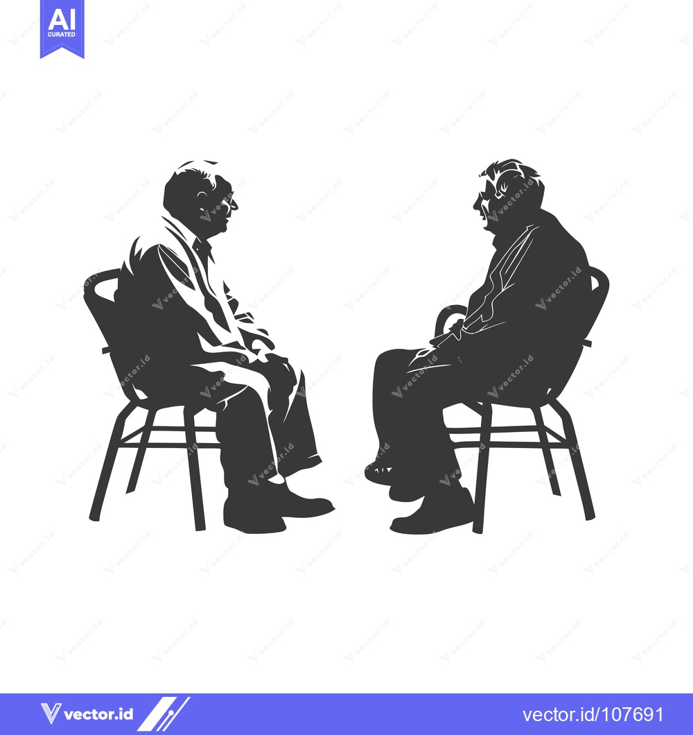 Premium Vector dari Two men sitting in chairs facing each other, silhouettes