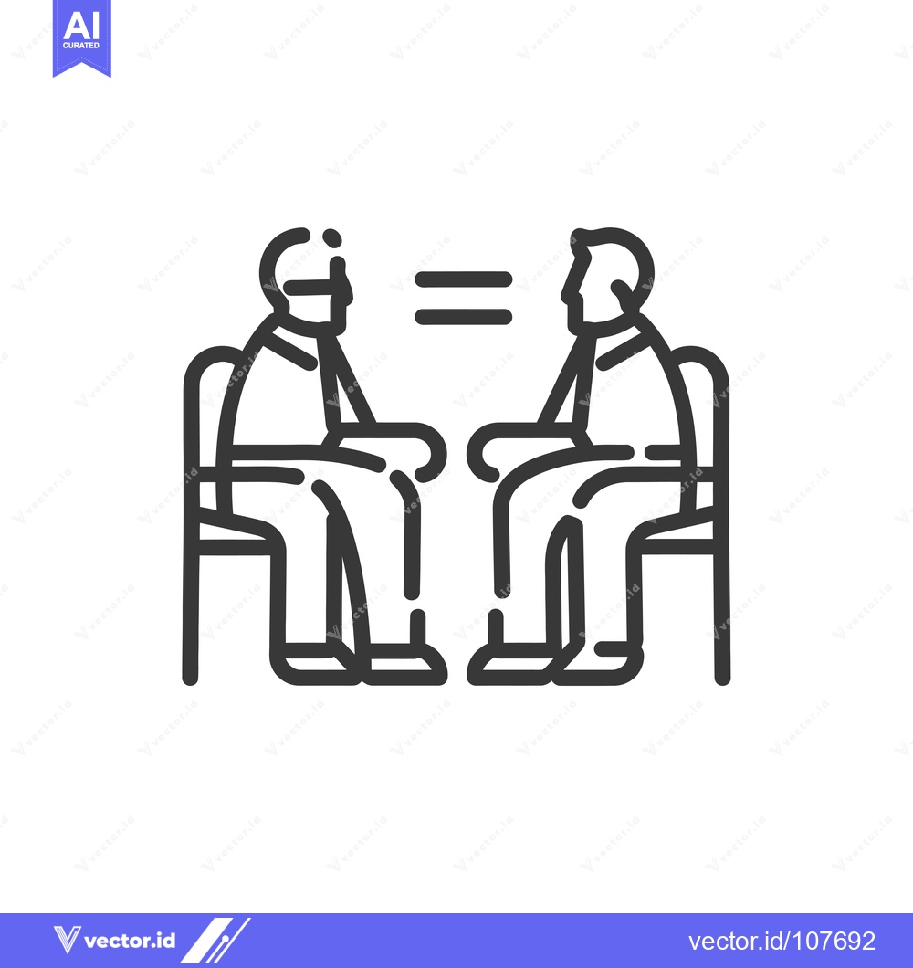 Premium Vector of Two Men Sitting In Chairs With Equality Sign Between Them