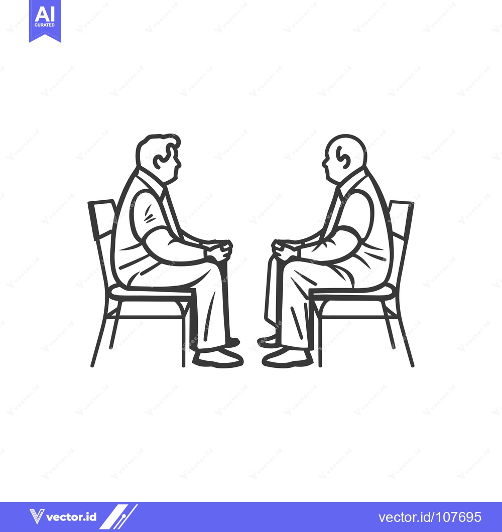 Premium Vector dari Two Men Sitting on Chairs Facing Each Other