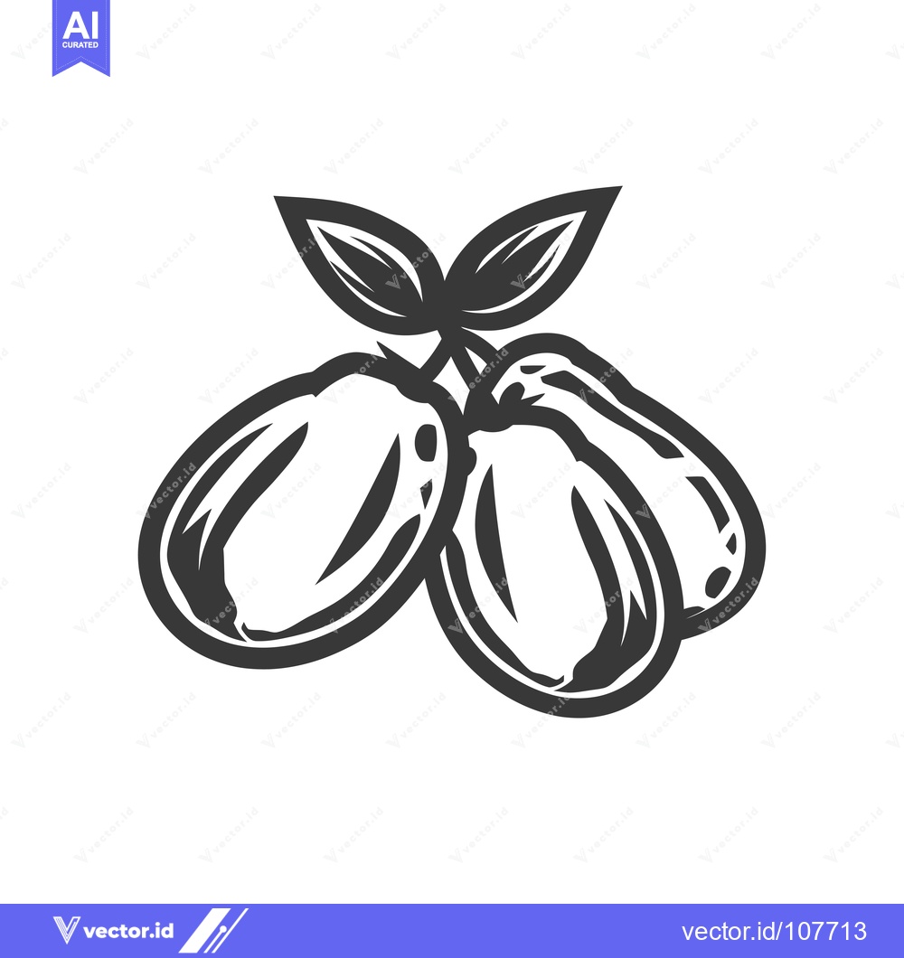 Premium Vector of Two Olives with Stem and Leaves