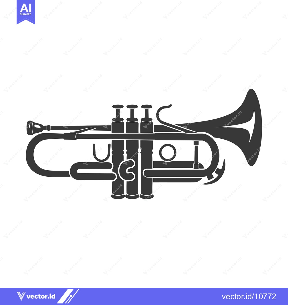Premium Vector dari A Black and White Silhouette of a Trumpet