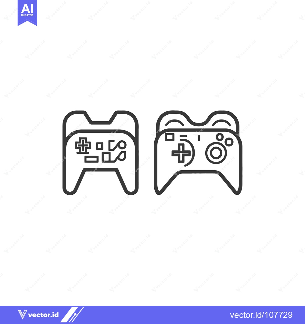 Premium Vector of Two Outline Illustrations of Video Game Controllers