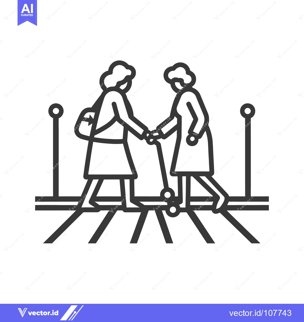 Premium Vector of Two People Crossing a Crosswalk Holding Hands