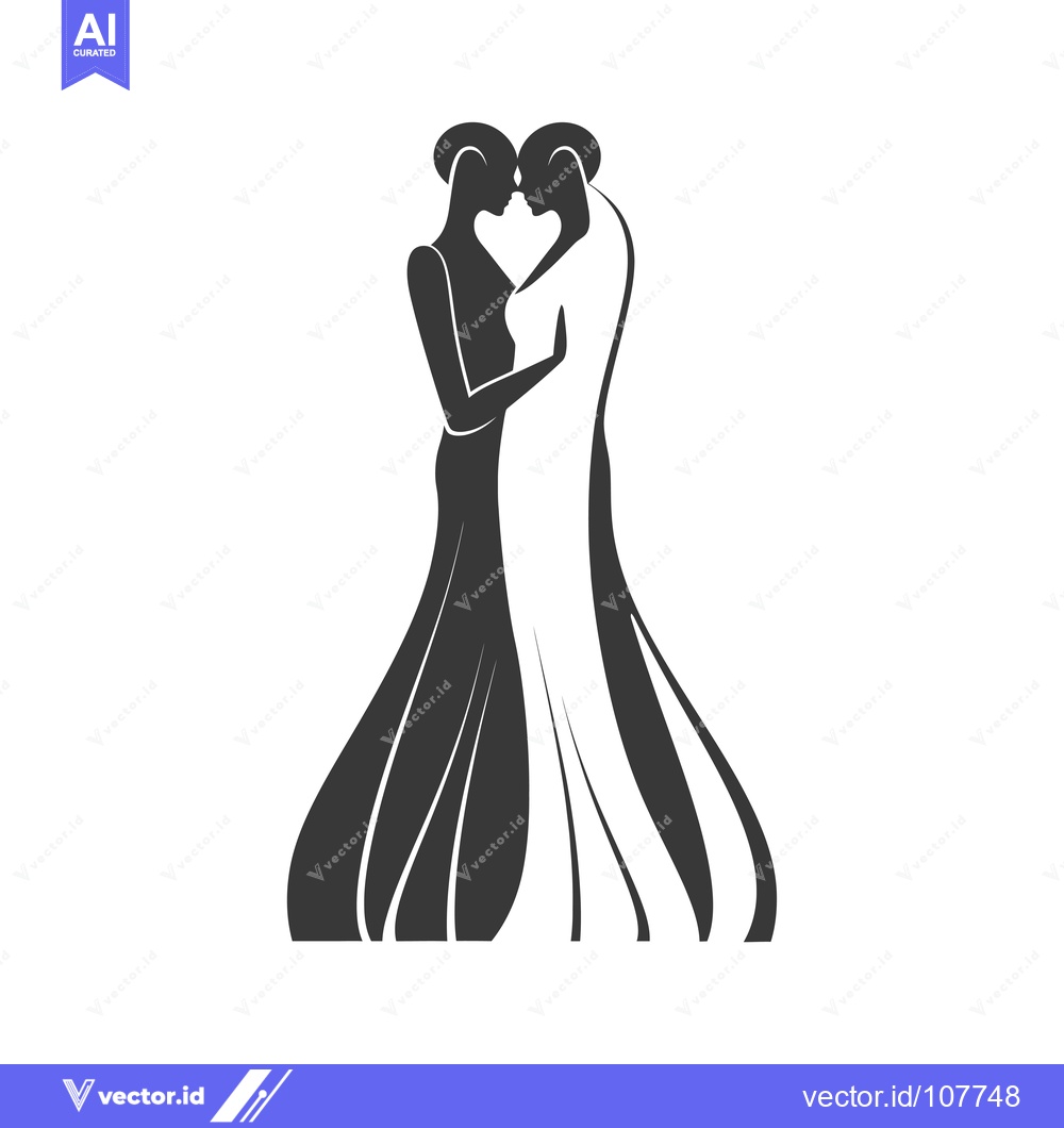 Premium Vector of Two People Embracing in Wedding Dresses