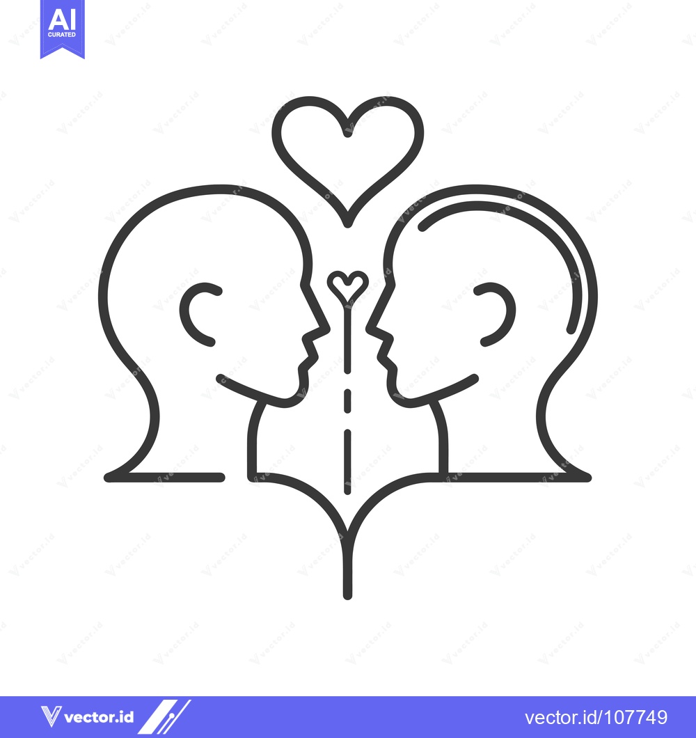 Premium Vector of Two People Facing Each Other With a Heart Above Them