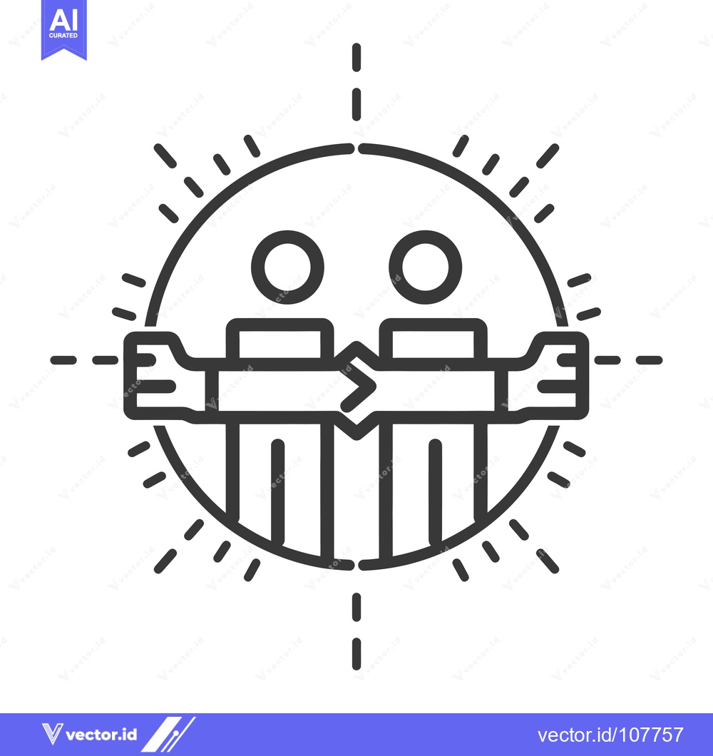 Premium Vector dari Two People Holding Hands in a Circle with Rays of Light