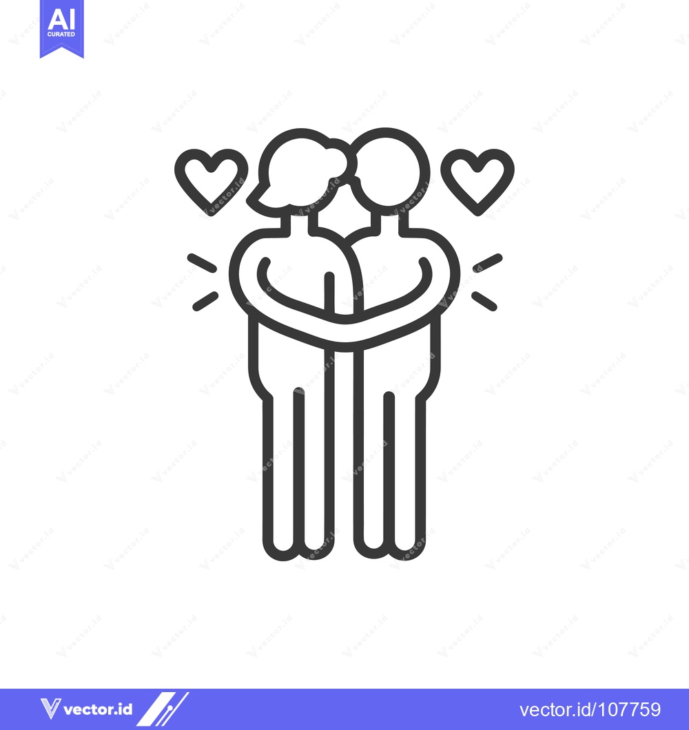 Premium Vector dari Two People Hugging with Hearts Above Them
