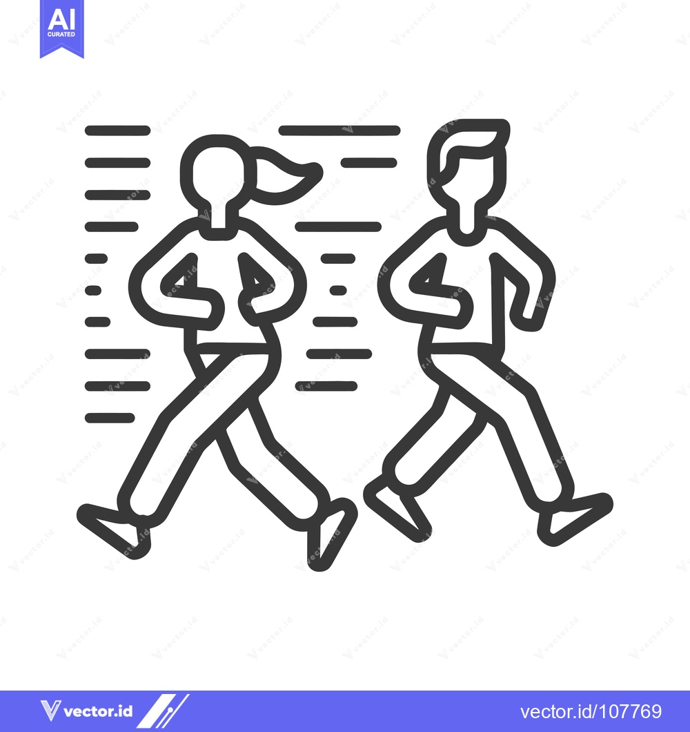 Premium Vector dari Two People Running Side by Side with Motion Lines