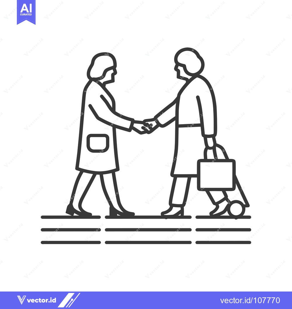 Premium Vector of Two People Shaking Hands and One Holding a Briefcase