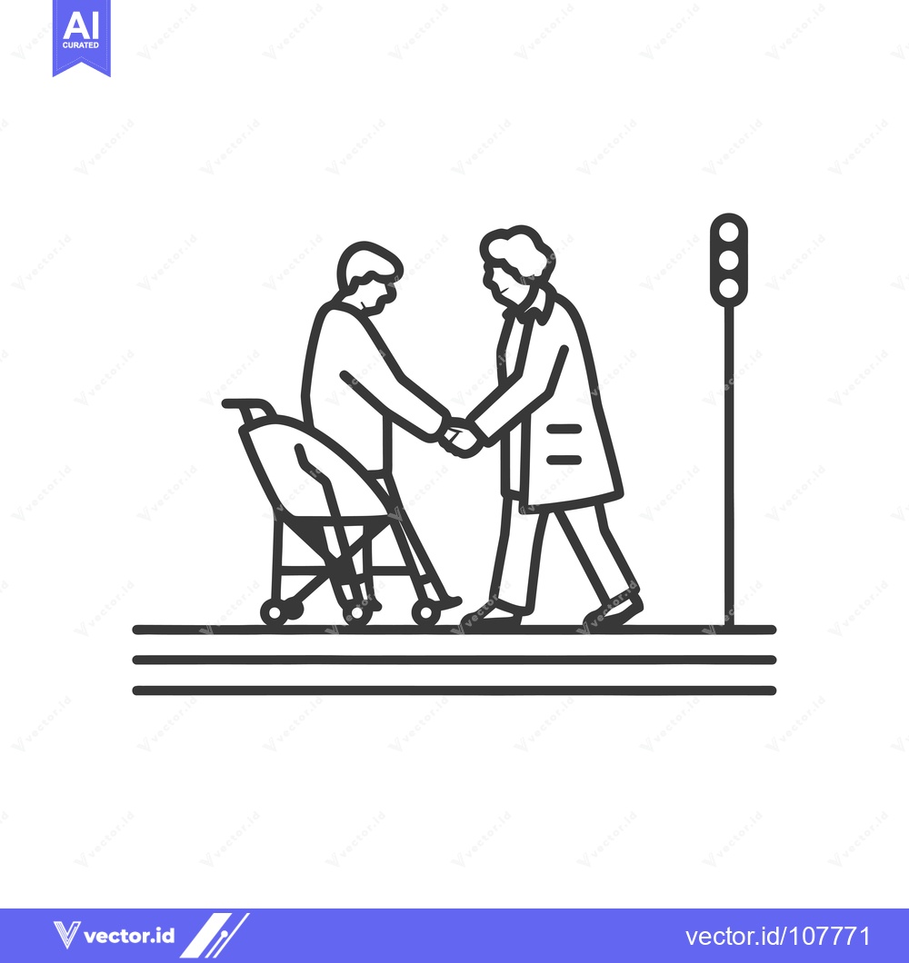 Premium Vector dari Two People Shaking Hands at a Crosswalk
