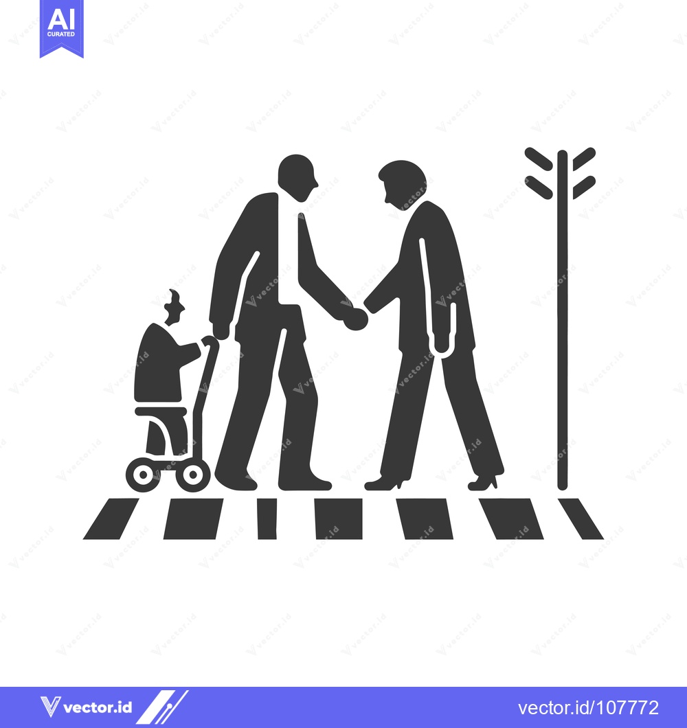 Premium Vector dari Two People Shaking Hands on a Crosswalk with a Child on a Toy Vehicle
