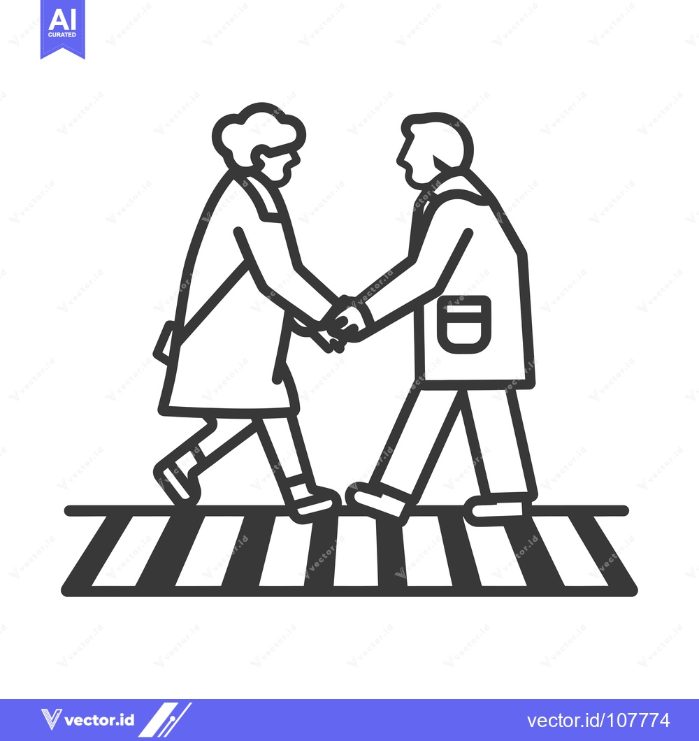 Premium Vector dari Two People Shaking Hands While Crossing a Crosswalk