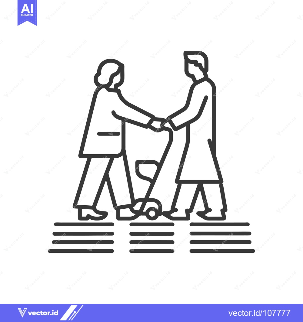 Premium Vector of Two people shaking hands while walking forward