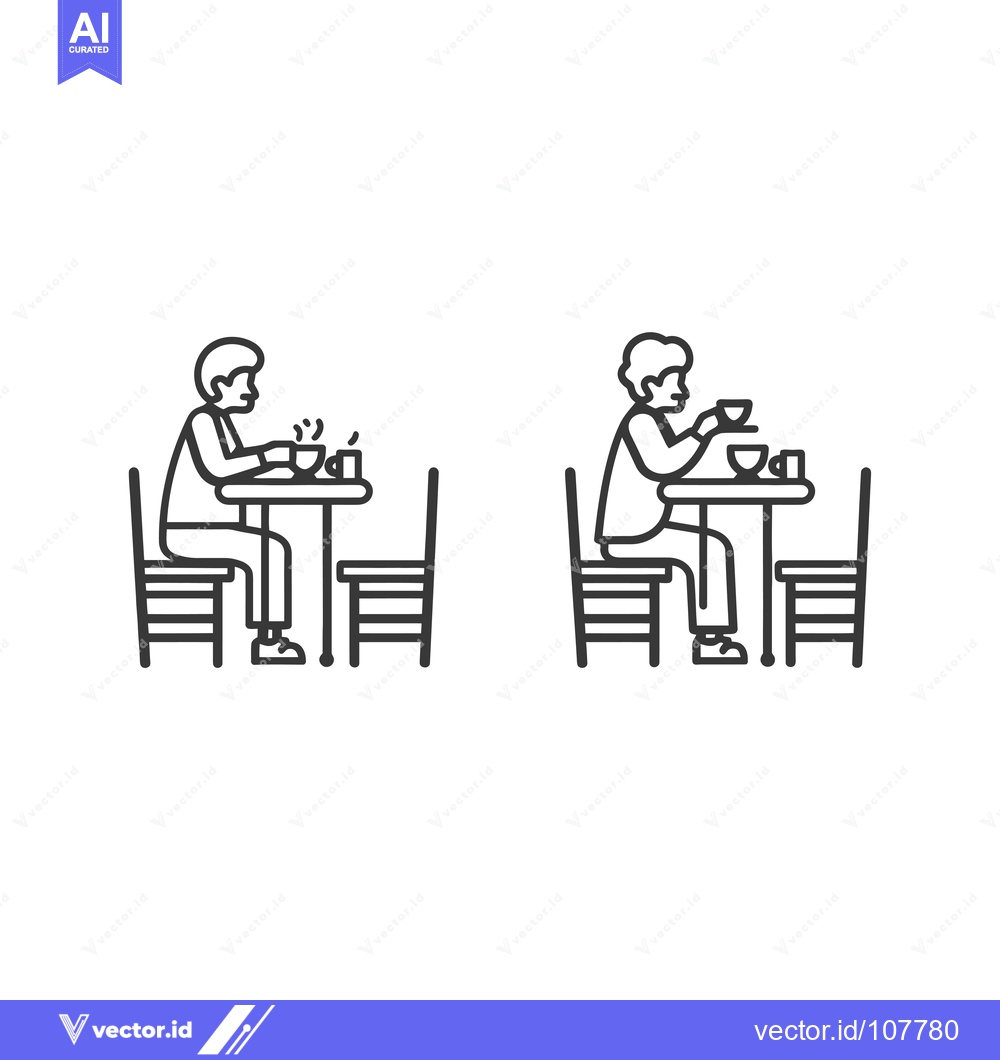 Premium Vector of Two People Sitting at a Table Drinking Coffee
