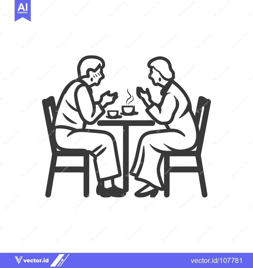 Premium Vector dari Two People Sitting at a Table Drinking Hot Beverages
