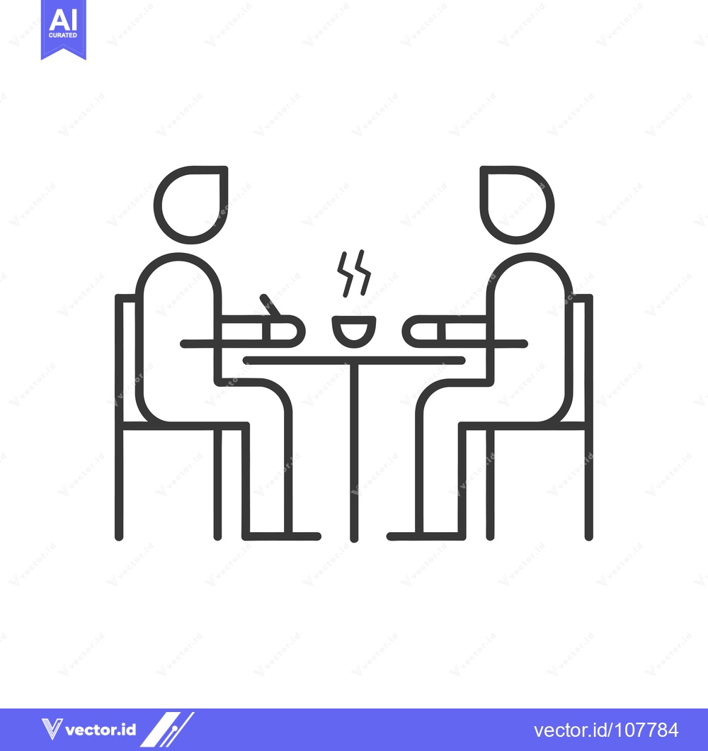 Premium Vector of Two People Sitting at a Table with a Cup of Tea