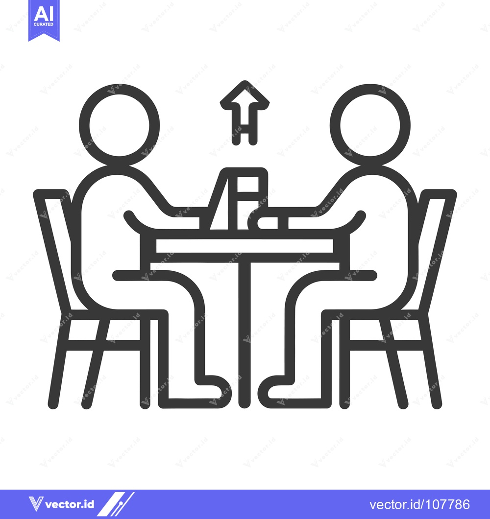 Premium Vector dari Two People Sitting at a Table with an Upward Arrow Above