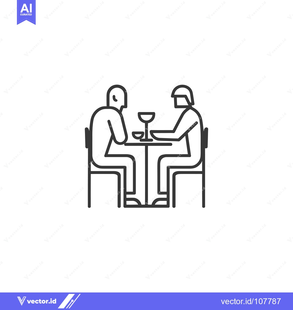Premium Vector dari Two People Sitting at a Table with Drinks