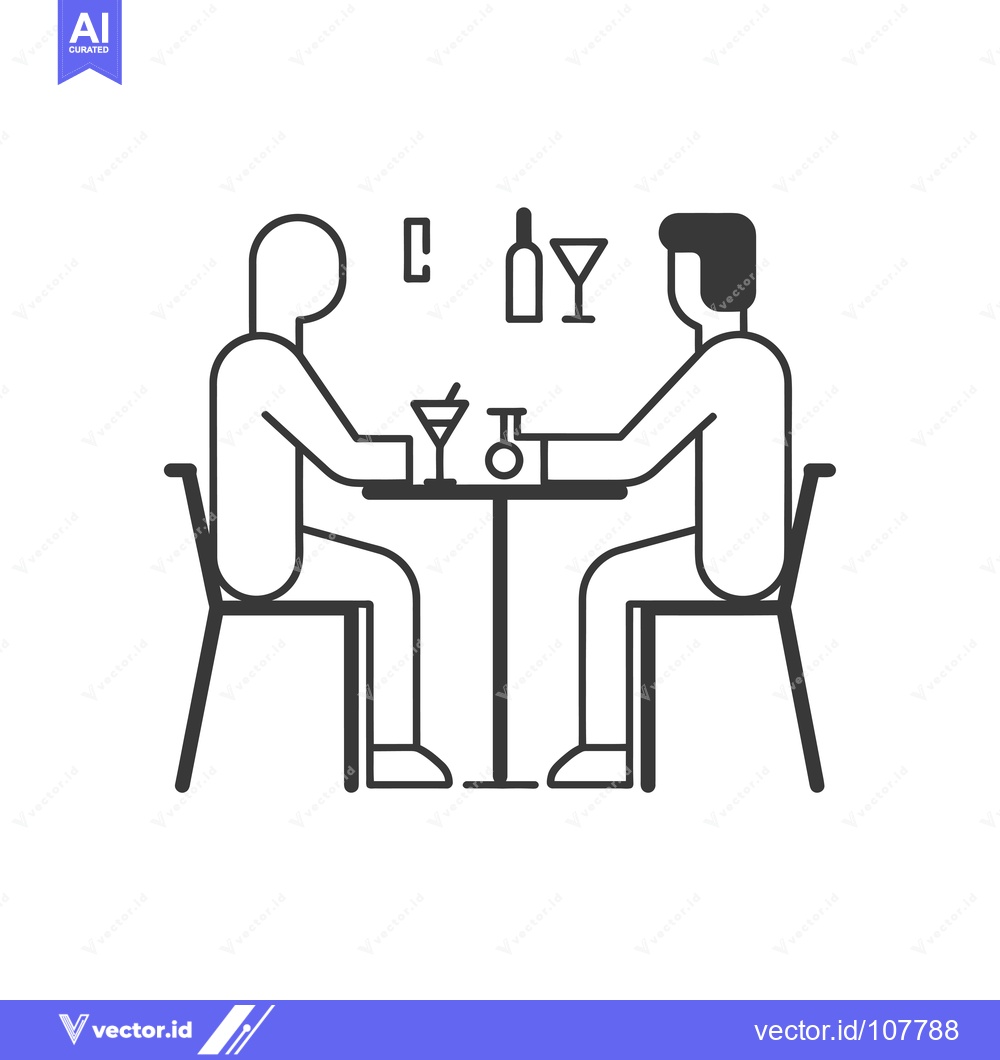 Premium Vector dari Two People Sitting at a Table with Drinks