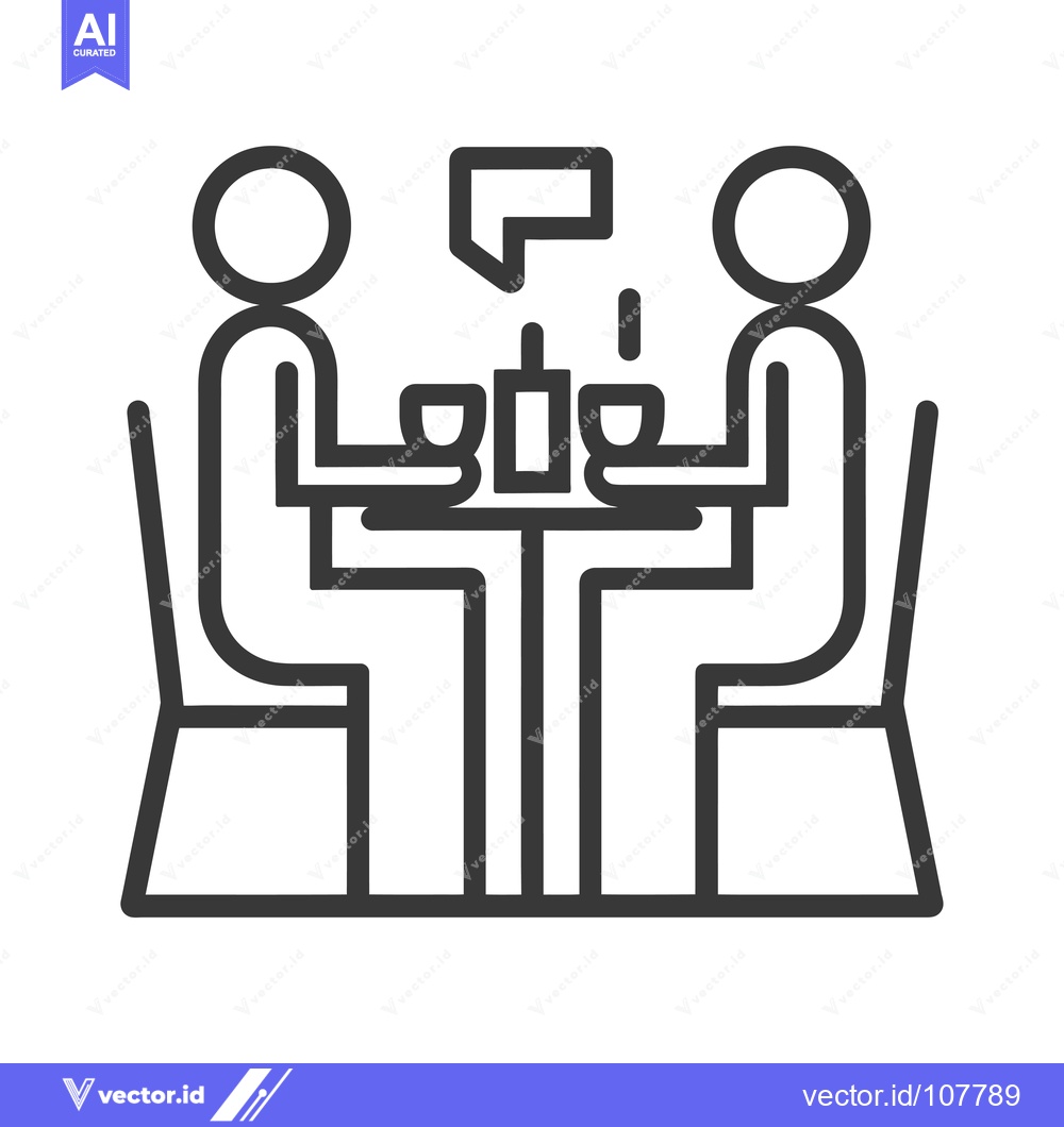 Premium Vector dari Two People Sitting at a Table with Drinks and a Speech Bubble