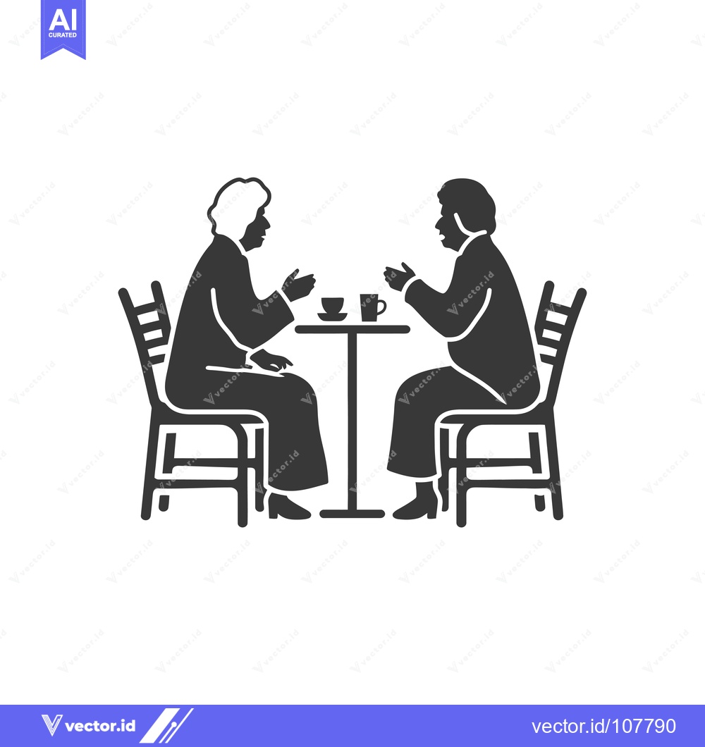 Premium Vector dari Two people sitting at a table with drinks, talking