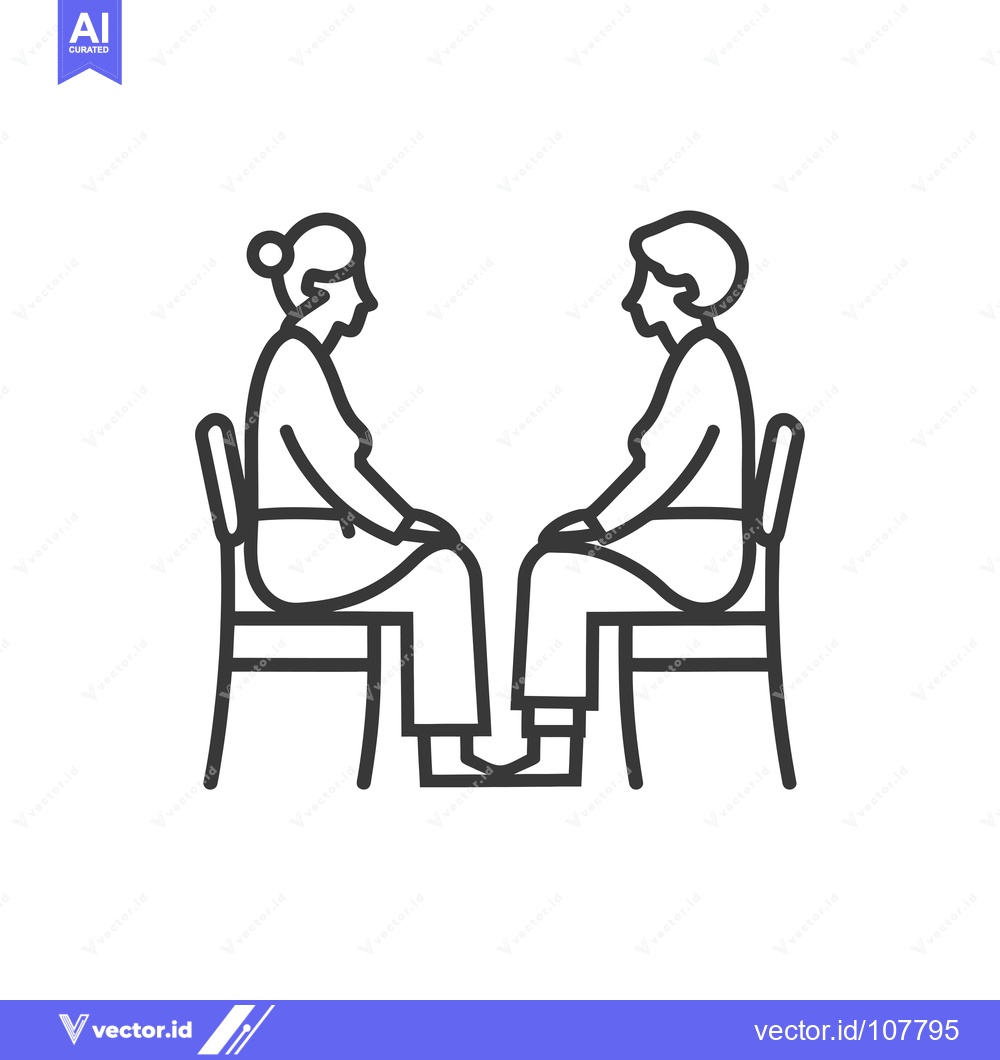 Premium Vector of Two People Sitting Facing Each Other on Chairs