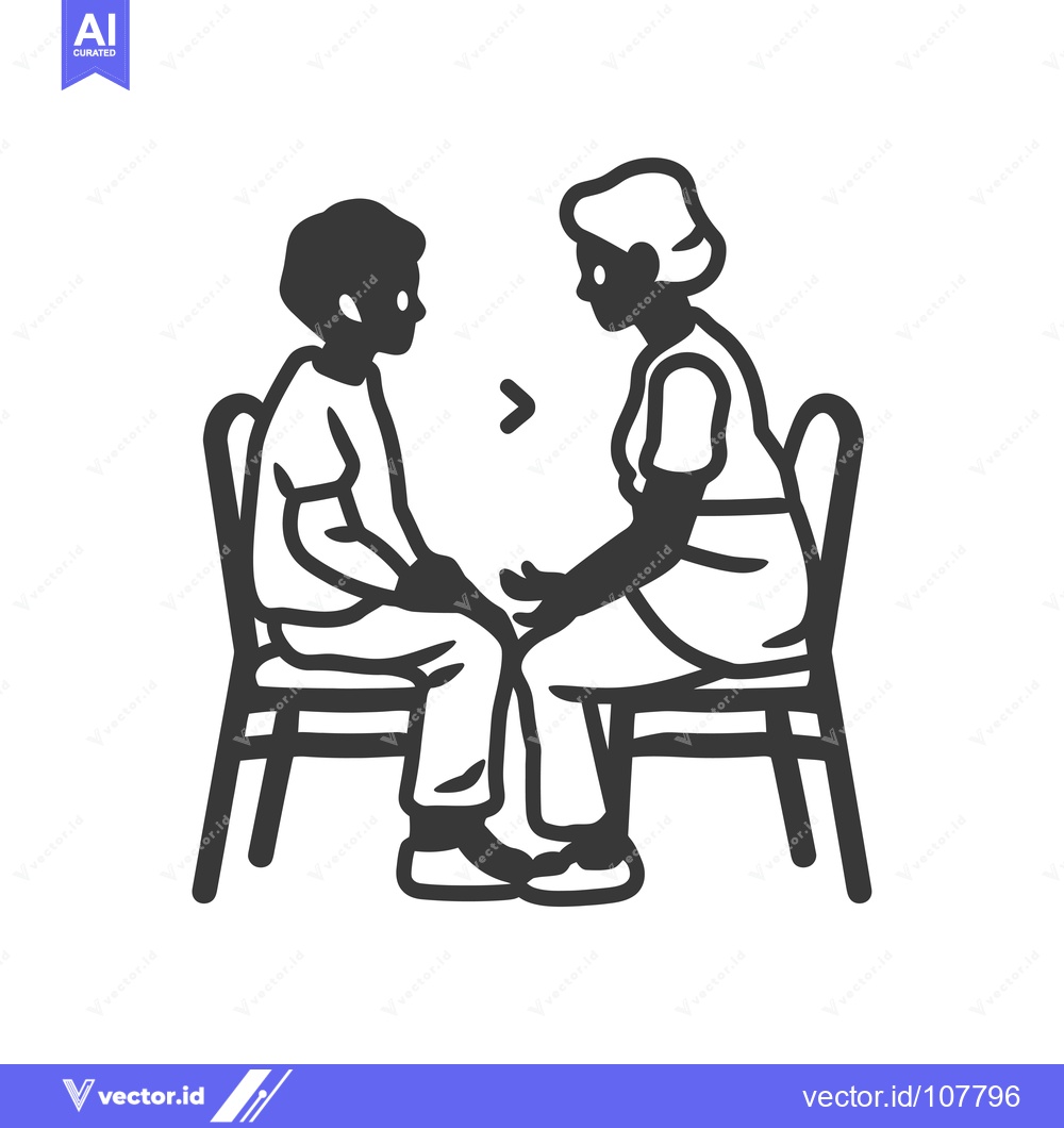Premium Vector of Two people sitting facing each other on chairs