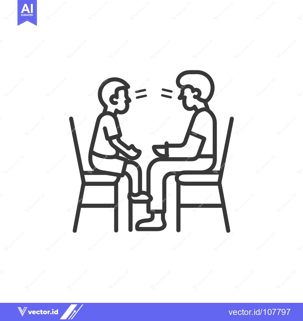 Premium Vector dari Two people sitting facing each other on chairs