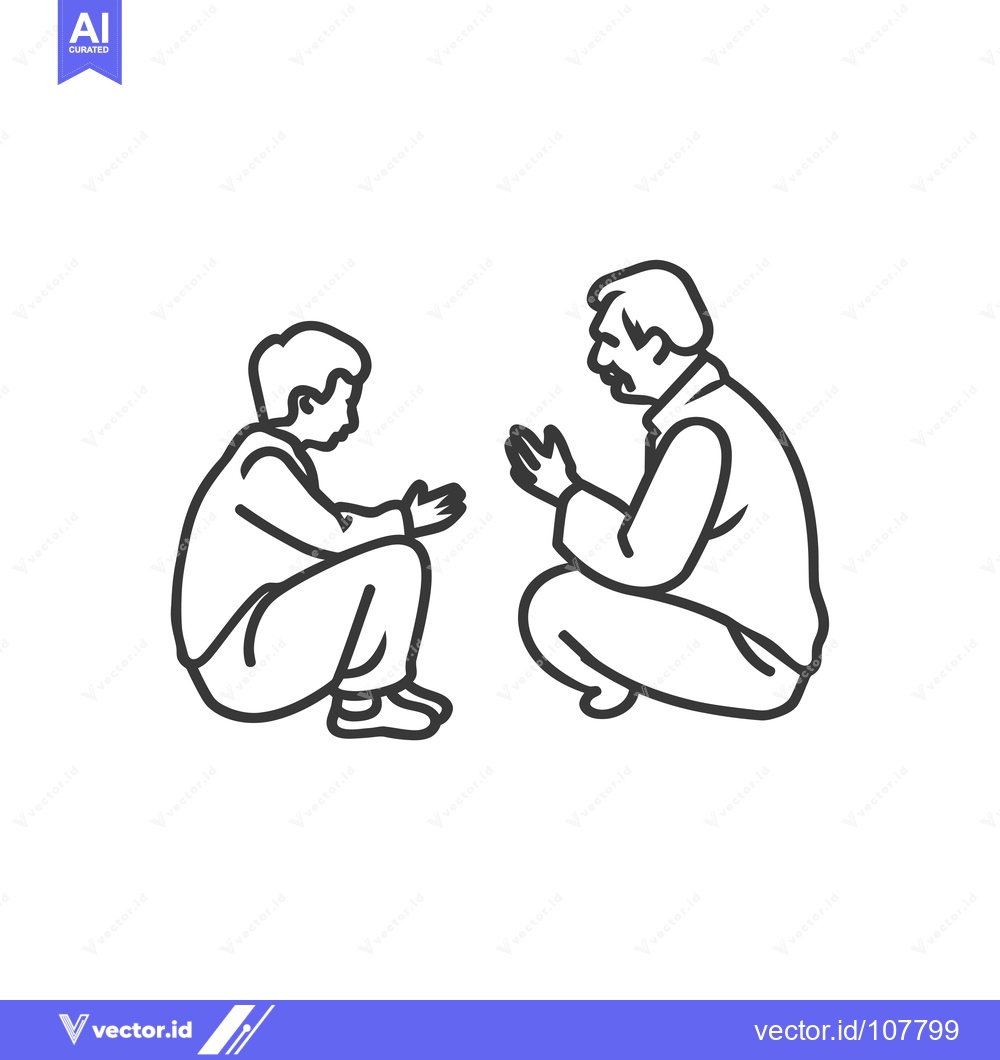 Premium Vector dari Two People Sitting in a Conversation Pose