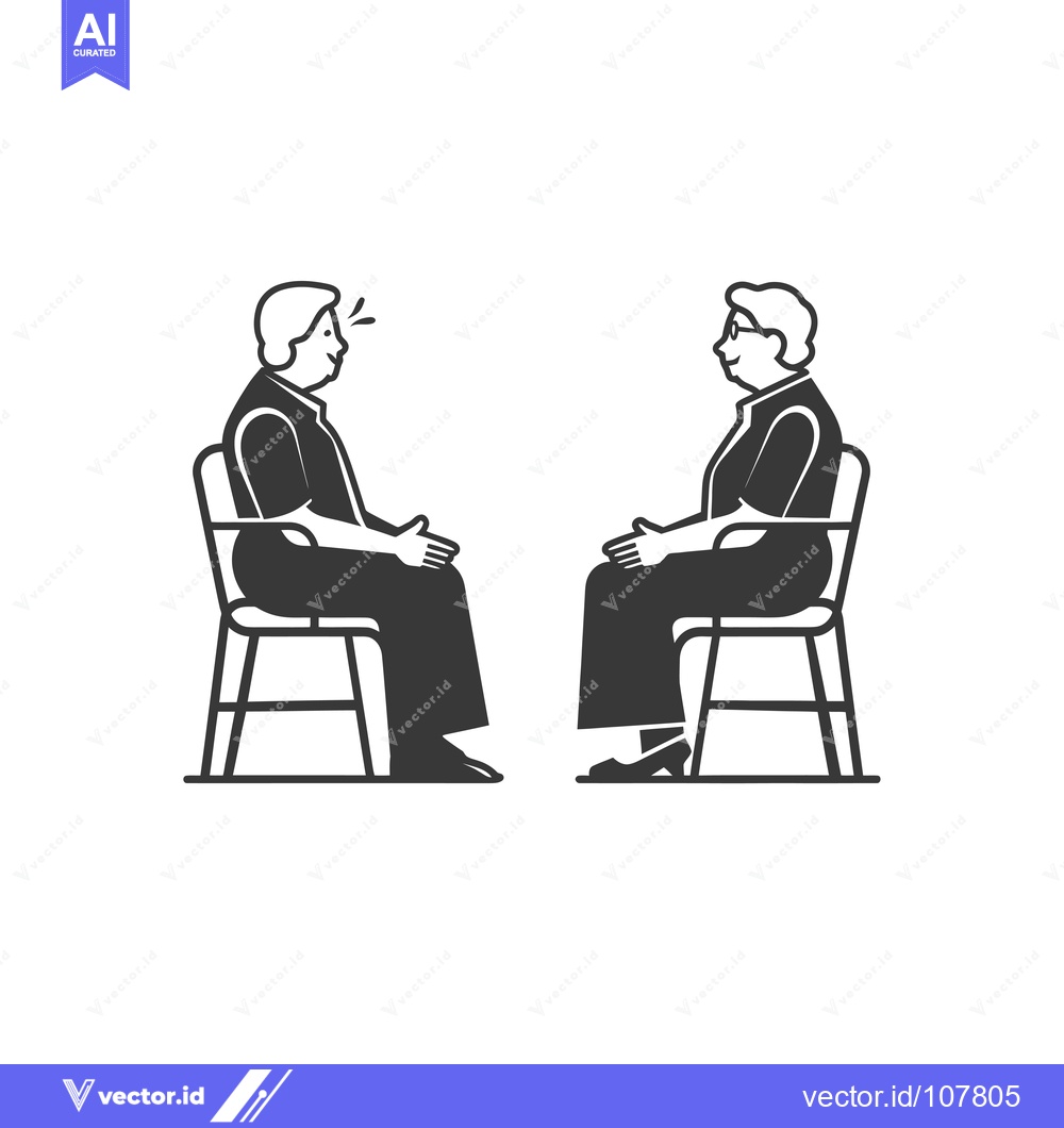 Premium Vector of Two People Sitting in Chairs Facing Each Other