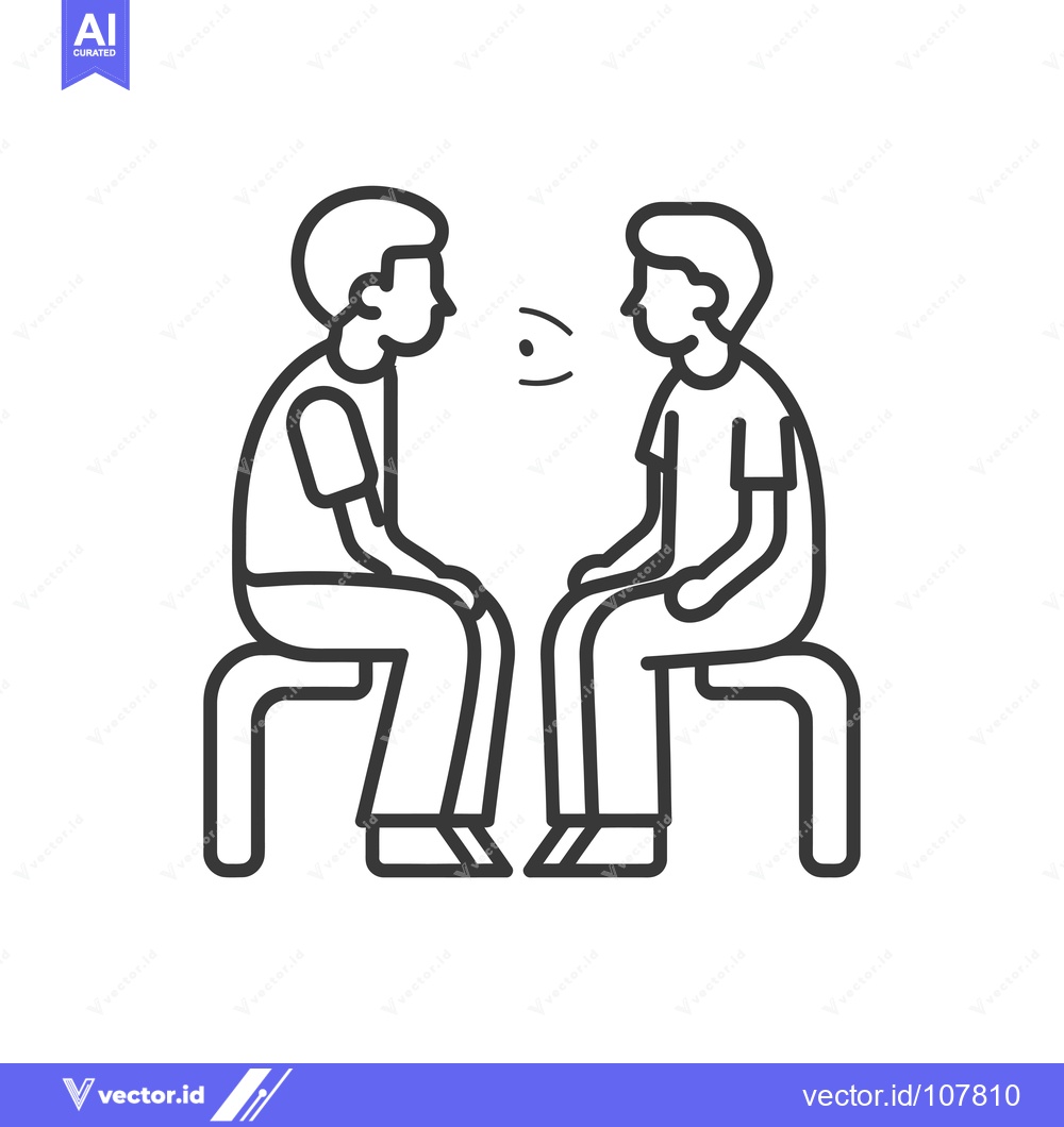 Premium Vector dari Two People Sitting on Benches Facing Each Other