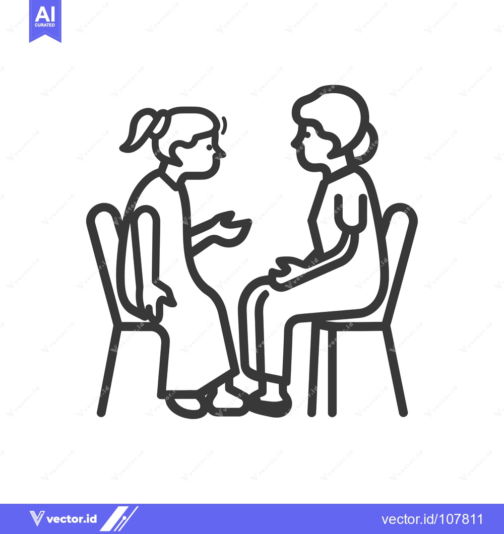 Premium Vector dari Two People Sitting on Chairs and Talking