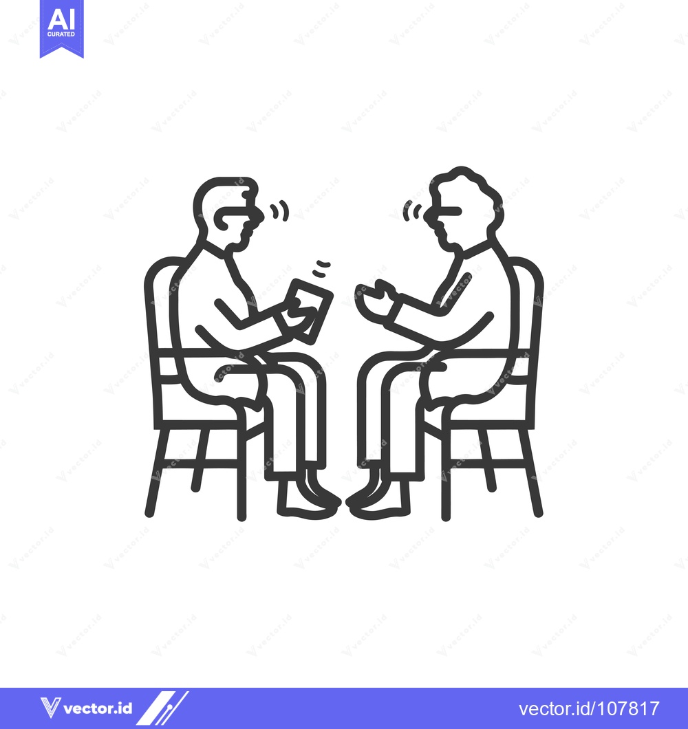 Premium Vector of Two People Sitting on Chairs, Facing Each Other