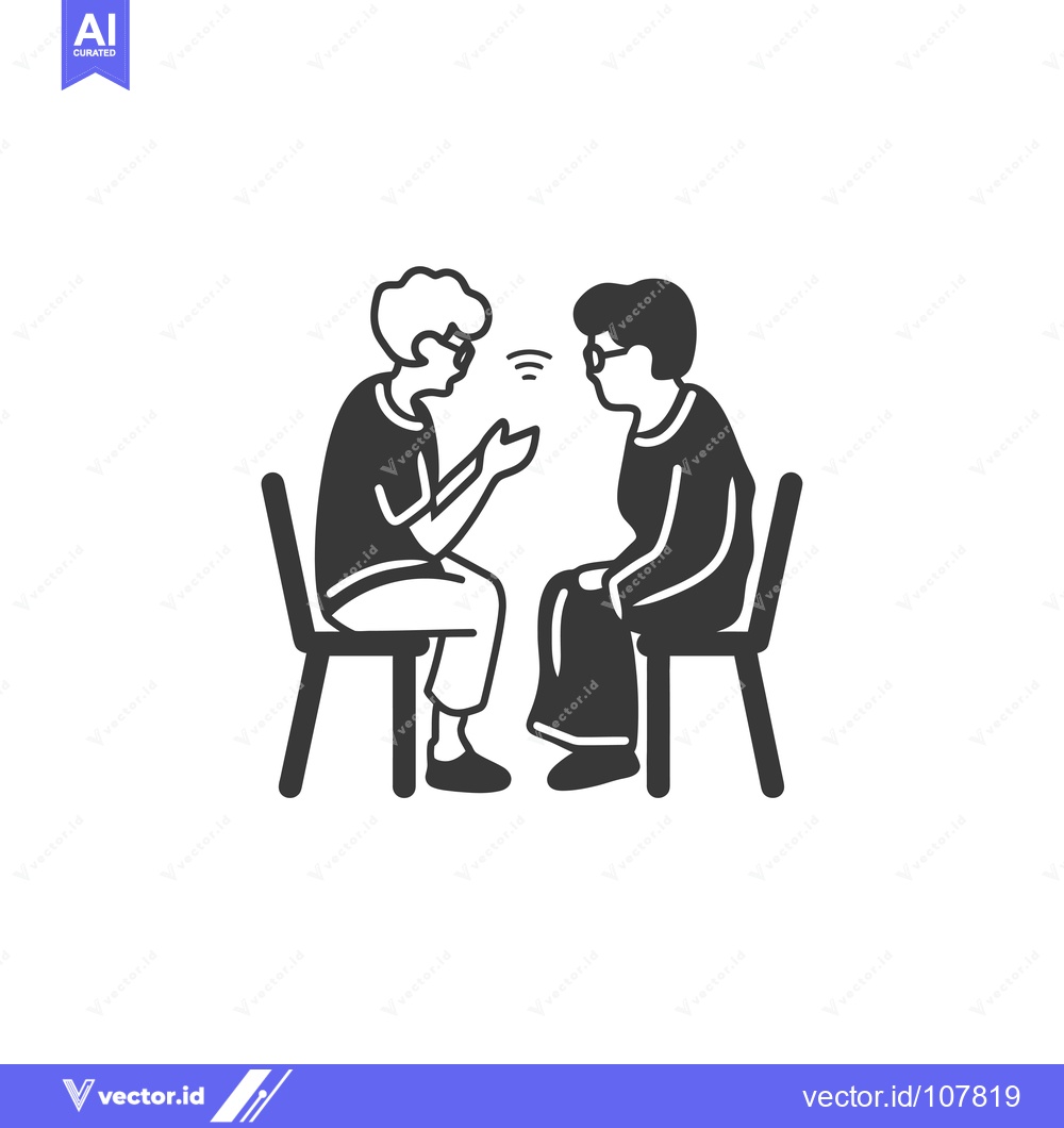 Premium Vector dari Two People Sitting on Chairs, Talking to Each Other