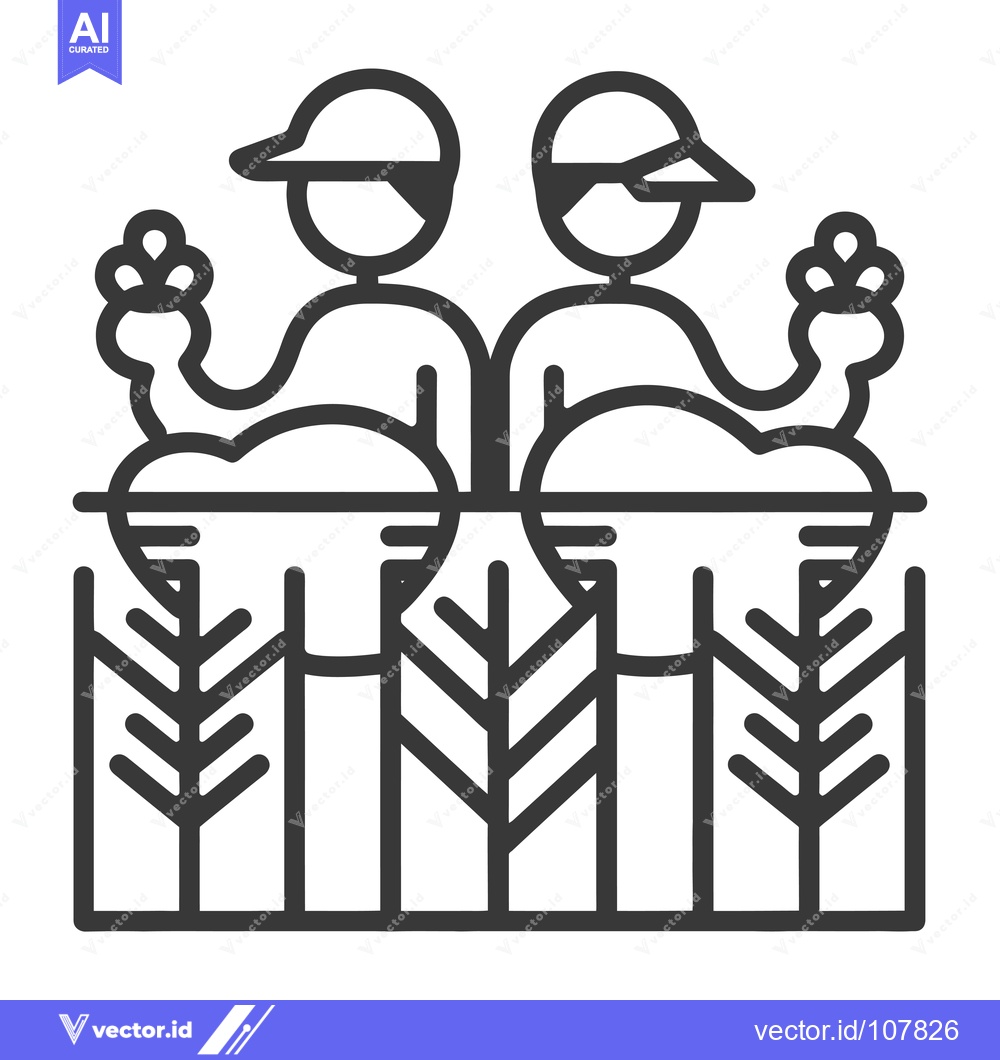 Premium Vector of Two People Standing Back-to-Back Holding Flowers in Front of Wheat