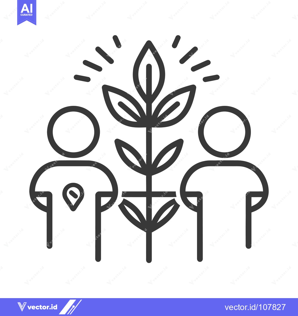 Premium Vector dari Two People Standing with a Growing Plant Between Them