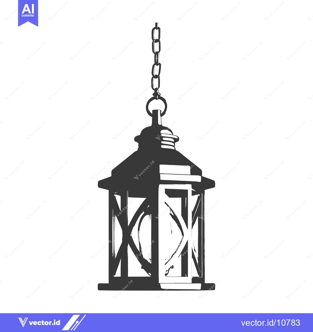 Premium Vector dari A Black and White Sketch of a Hanging Lantern