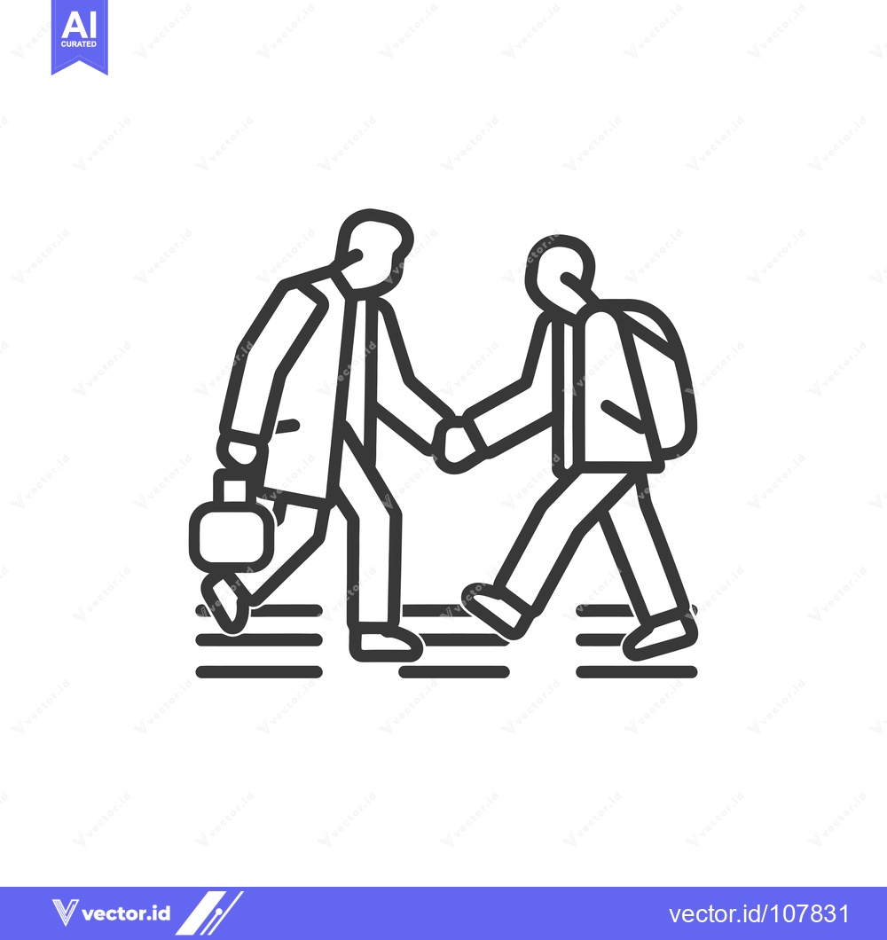 Premium Vector of Two People Walking and Holding Hands on a Crosswalk