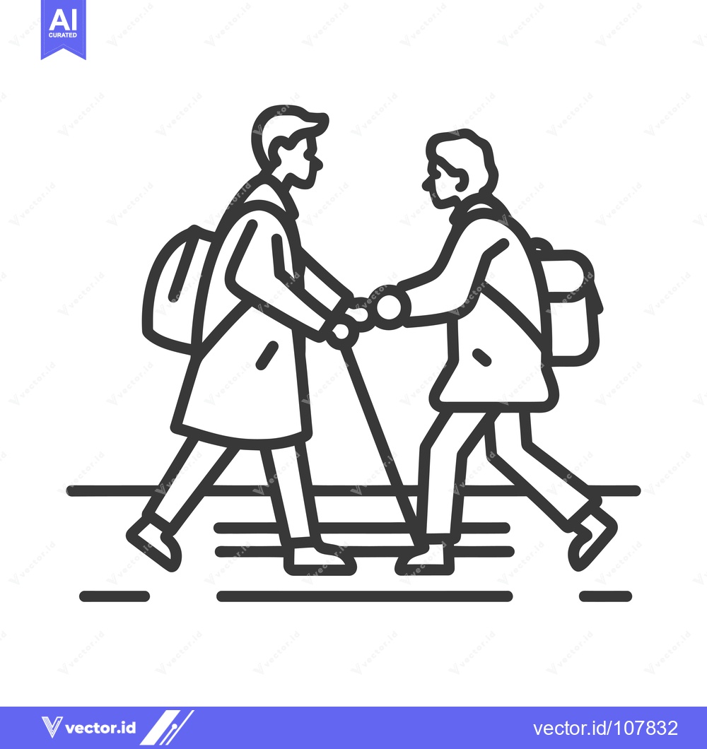 Premium Vector of Two people walking and holding hands, one with a cane