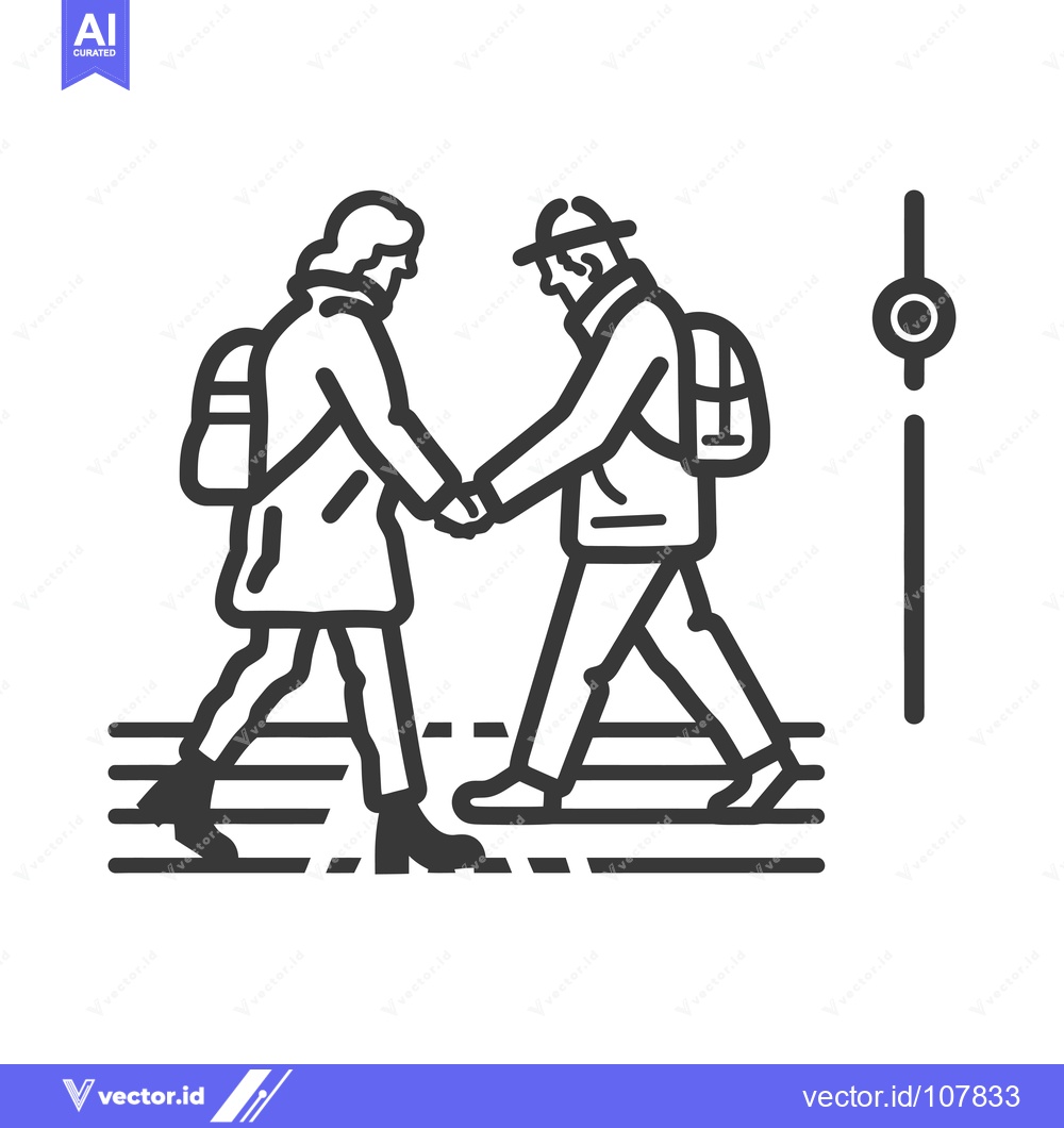Premium Vector dari Two People Walking Hand-in-Hand on a Crosswalk