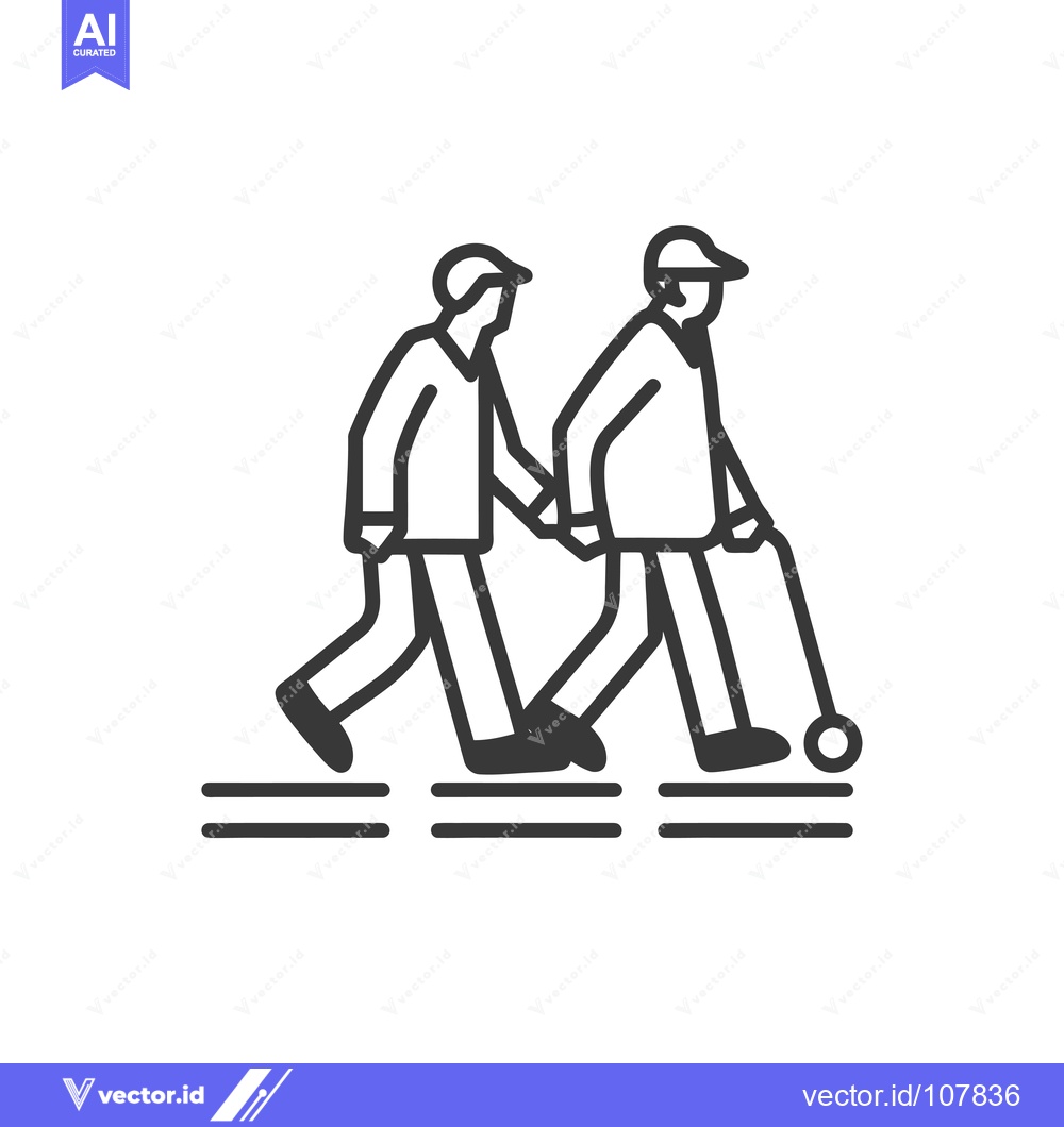 Premium Vector dari Two People Walking, One Using a Rolling Walker