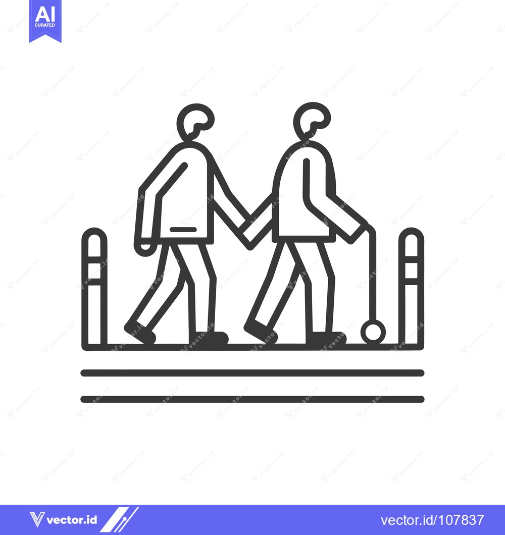 Premium Vector dari Two People Walking Side by Side, One Using a Cane
