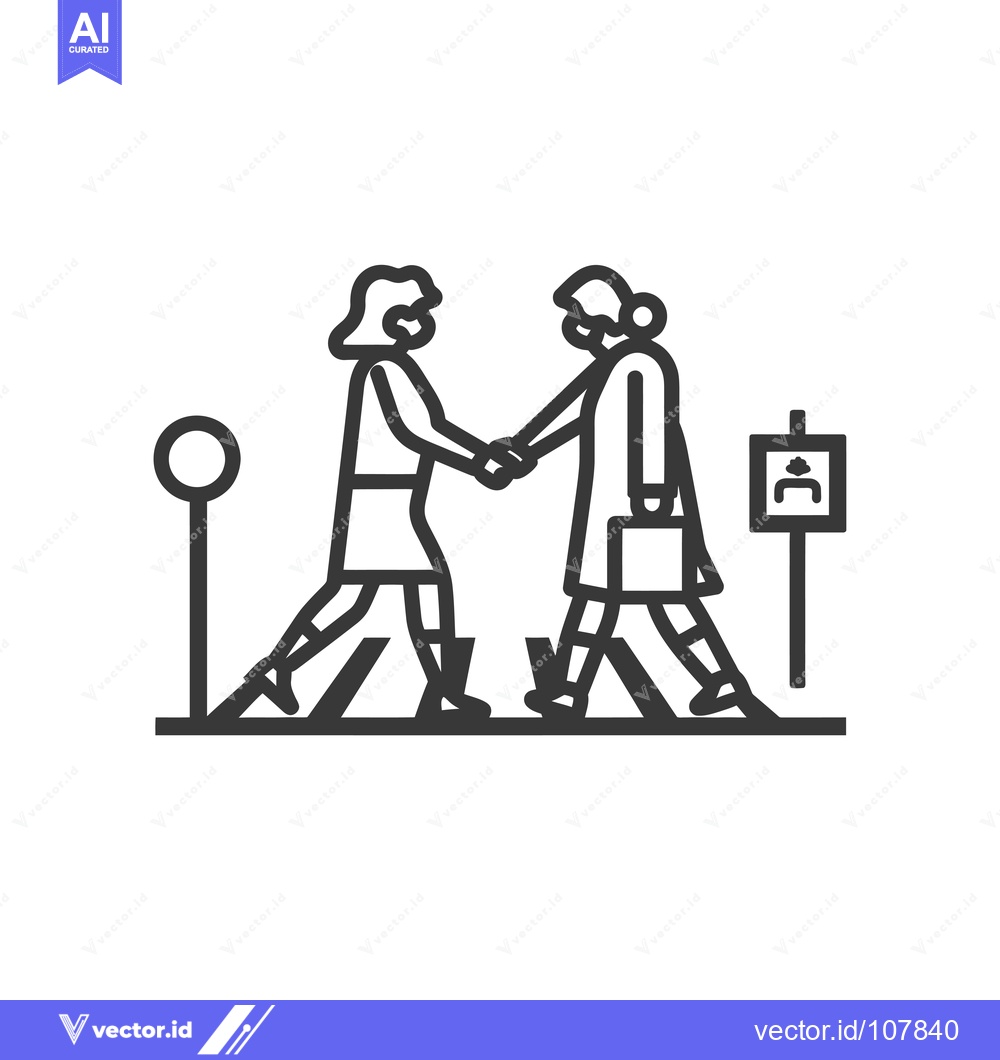 Premium Vector of Two People Wearing Masks Shake Hands While Crossing a Street