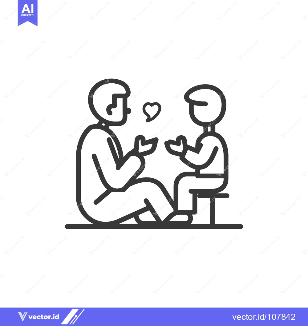 Premium Vector dari Two people with hearts above their heads, facing each other, talking