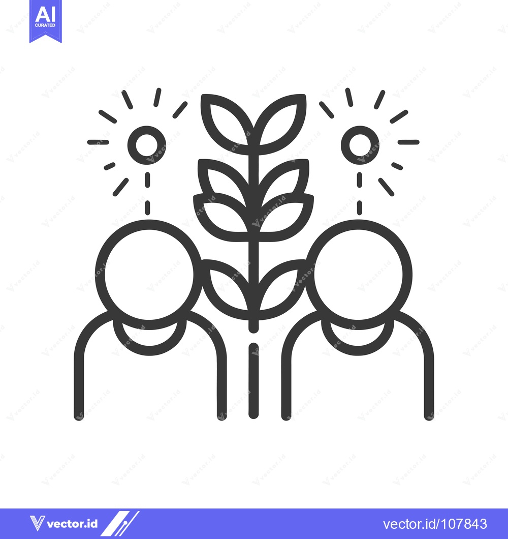 Premium Vector dari Two People with Ideas Growing a Plant Together