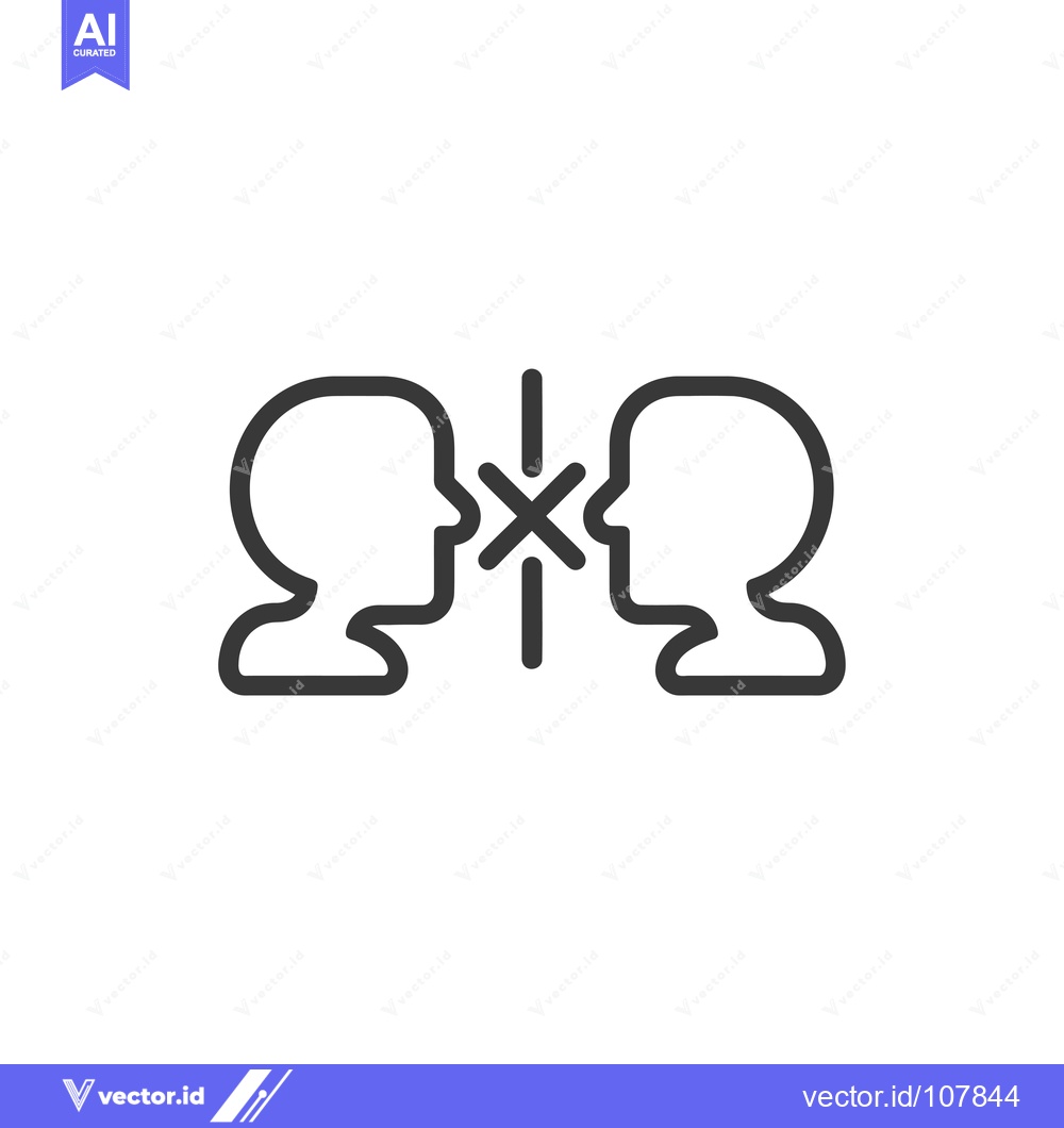 Premium Vector of Two Person Outline Icons with Diagonal Cross in the Middle
