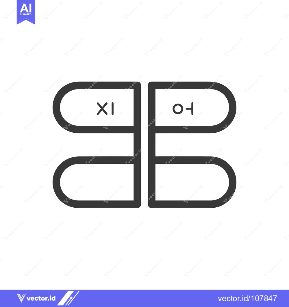 Premium Vector dari Two pill-shaped frames with "XI" and "O+" text inside