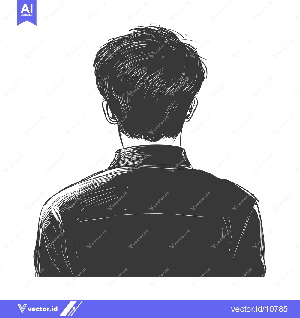Premium Vector dari A Black and White Sketch of a Man's Back